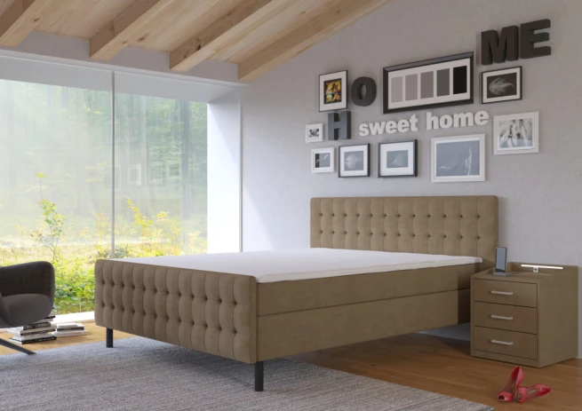 Postel boxspring Skandy 180x200 - světle hnědá
