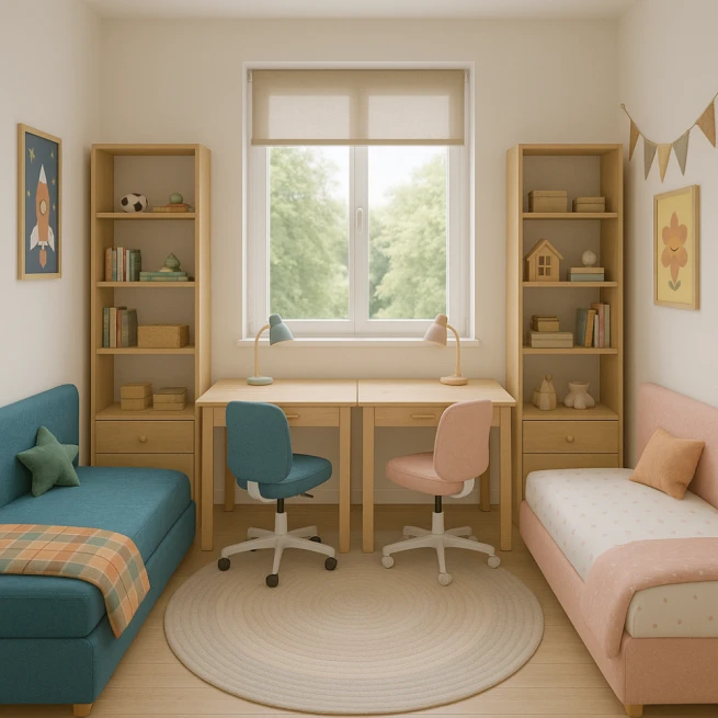 Jak rozdělit dětský pokoj s jedním oknem?
