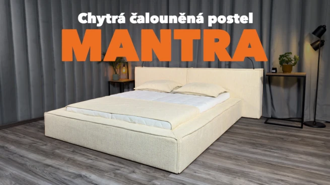 Chytrá čalouněná postel s USB - Mantra