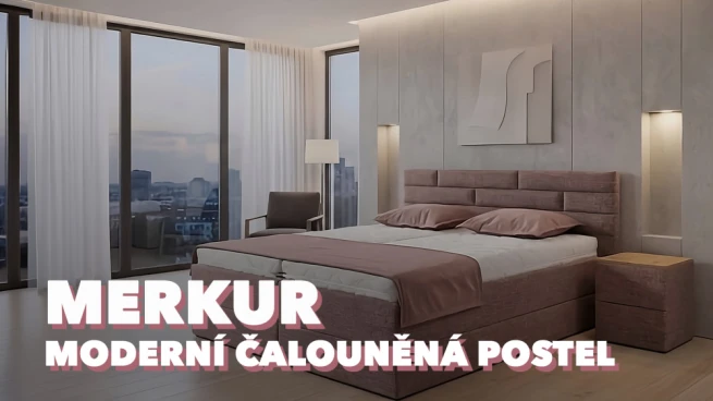 Čalouněná postel Merkur s úložným prostorem