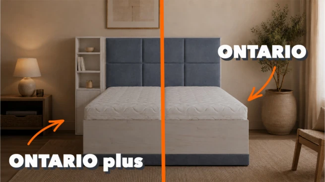 Postele s čalouněným čelem Ontario a Ontario plus