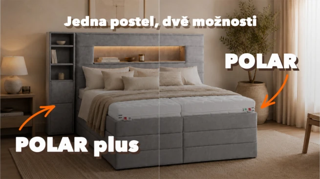 Luxusní čalouněné postele Polar s LED osvětlením