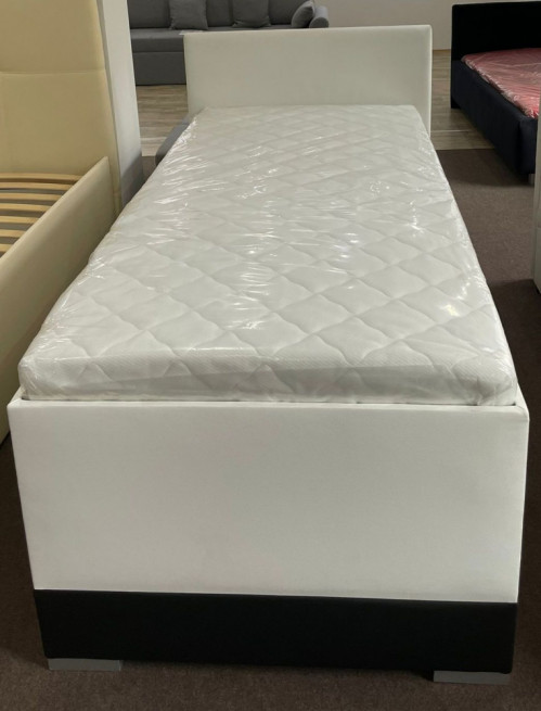 Postel 90x200 cm s úložným prostorem - II. jakost - ekokůže bílá a černá