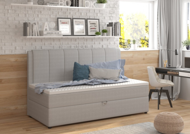 Boxspring postel 90x200 Berlin s bočním čelem a úložným prostorem - výběr barev