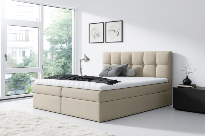 Boxspring postel Borneo 200x200 cm - bílá káva