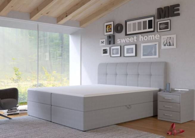 Postel boxspring Izmir 180x200 světle šedá