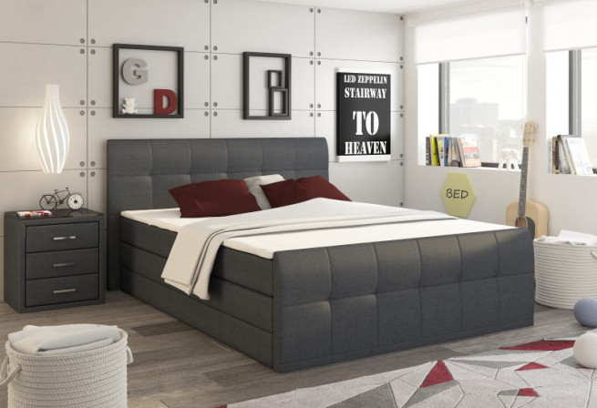 Postel boxspring Milano 180x200 tmavě šedá