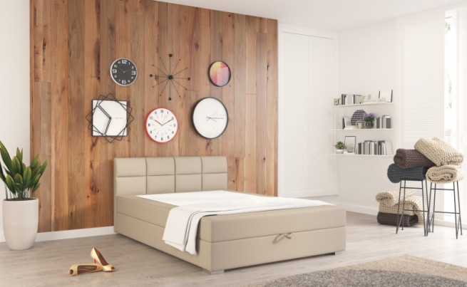 Postel boxspring Grand 140x200 béžová - s úložným prostorem