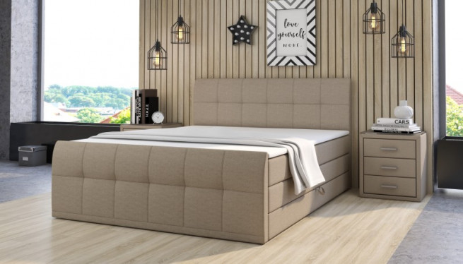 Postel boxspring Milano 160x200 béžovohnědá