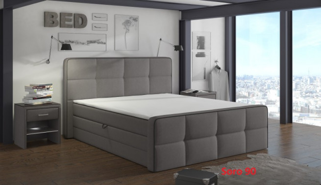 Paris postel boxspring 160x200 světle šedá