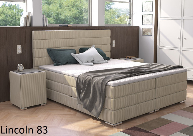 Postel boxspring Lincoln 250x200 s úložným prostorem - výběr barev