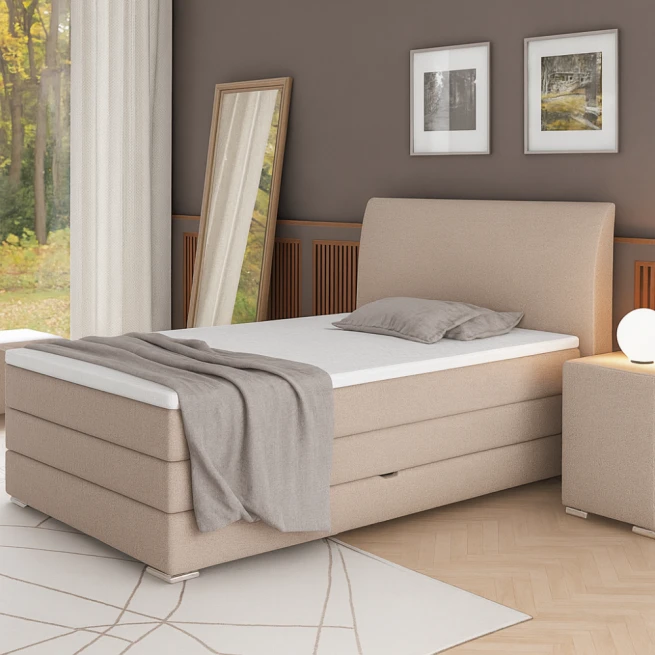 Postel boxspring Lotus 120x200 s úložným prostorem - cappuccino