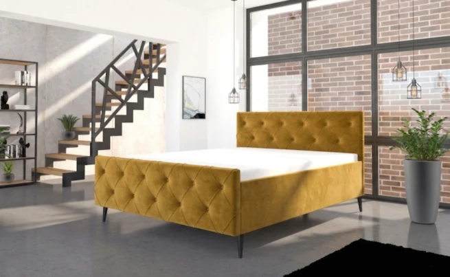 Vysoká postel Aspen I 160x200 cm - žlutá