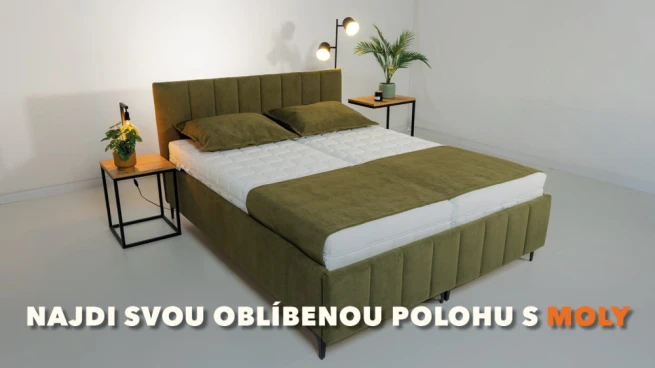 Čalouněná postel s polohovacím roštem Moly