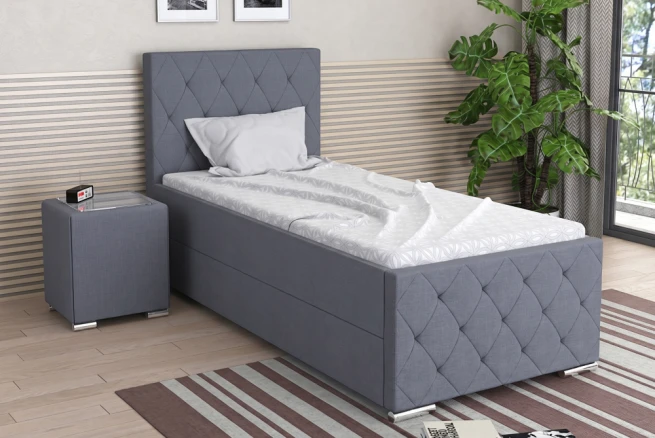 Čalouněná postel Adel 90x200 vysoká 60 cm - šedá