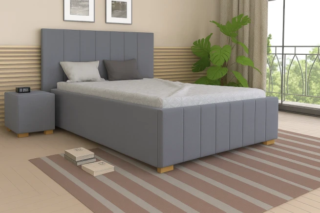 Vysoká čalouněná postel šedá - Alex 120x220 cm