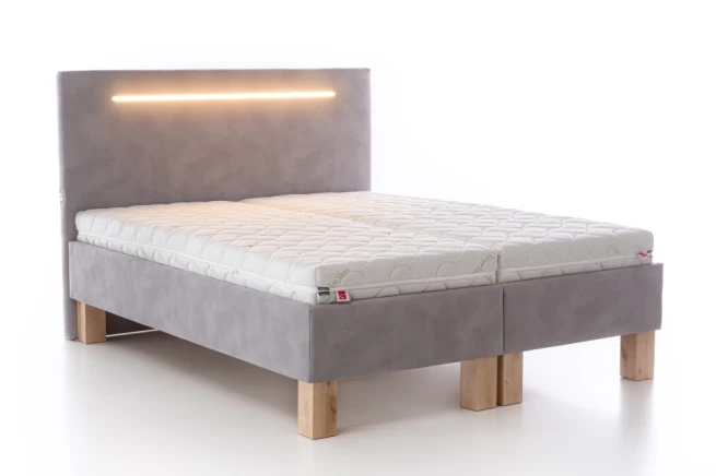 Čalouněná postel s LED osvětlením Nubuk 220x220