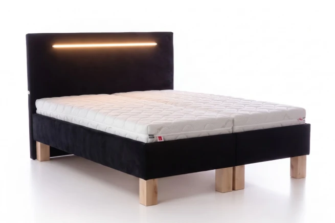Čalouněná postel s LED osvětlením Nubuk 210x200