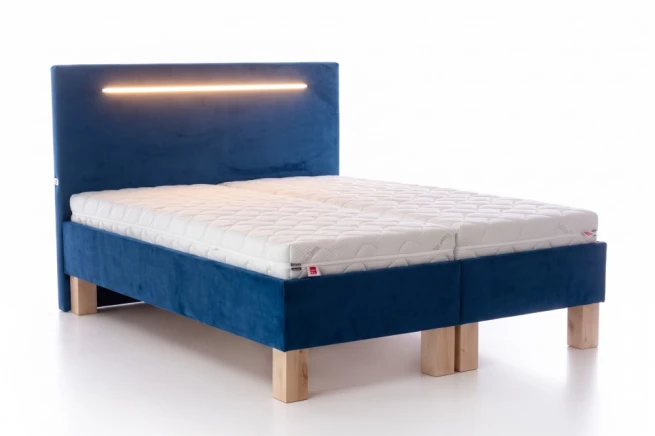 Čalouněná postel s LED osvětlením Nubuk 220x200