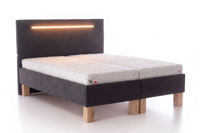 Čalouněná postel s LED osvětlením Nubuk 230x200