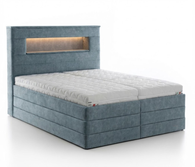 Čalouněná postel Polar s LED a trezory 140x220 cm