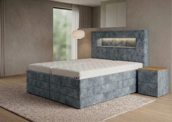 Čalouněné postele Polar s LED osvětlením