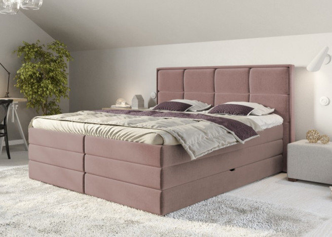 Postel boxspring Samara 220x220 s úložným prostorem - výběr barev