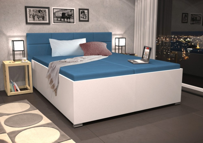 Prodloužená vysoká čalouněná postel Laura 200x220 cm 1500 barev