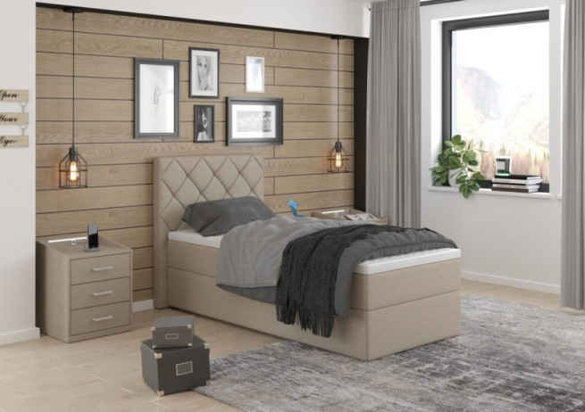 Kontinentální postel boxspring Praga 90x200 výběr barev - s úložným prostorem