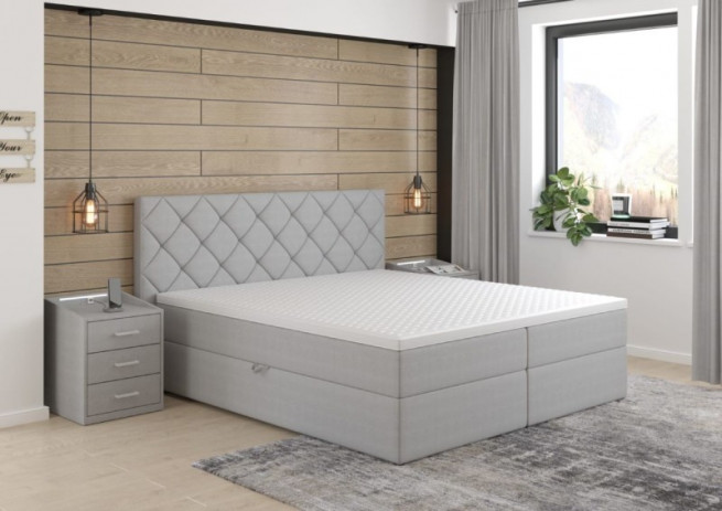 Postel boxspring Praga 180x200 světle šedá