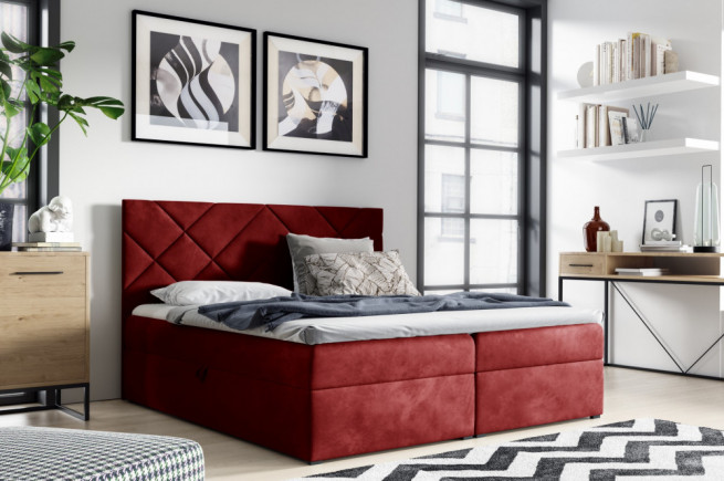 Postel boxspring Primo 3 200x200 cm + topper - červená
