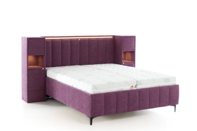Čalouněná postel Senátor s LED a USB 150x220 cm
