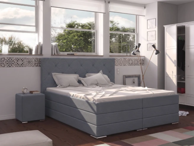 Postel boxspring Texas 200x220 s úložným prostorem - šedá