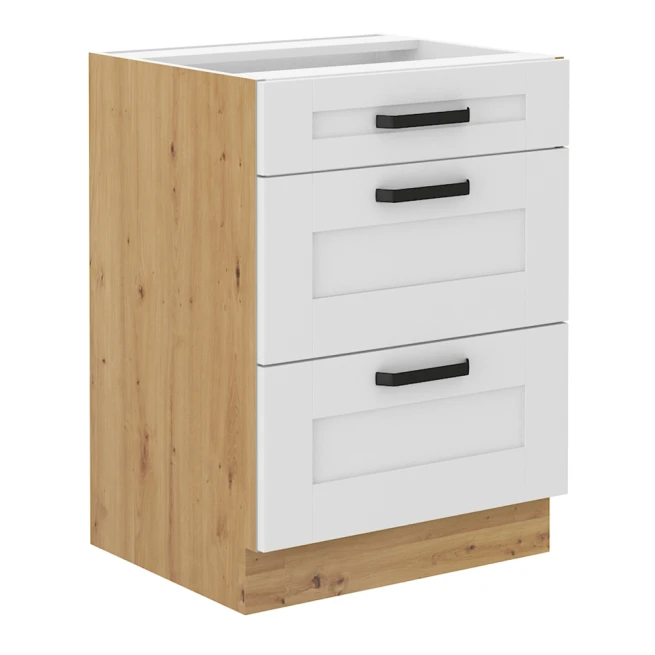 Spodní skříňka, bílá / dub artisan, LULA 60 D 3S BB