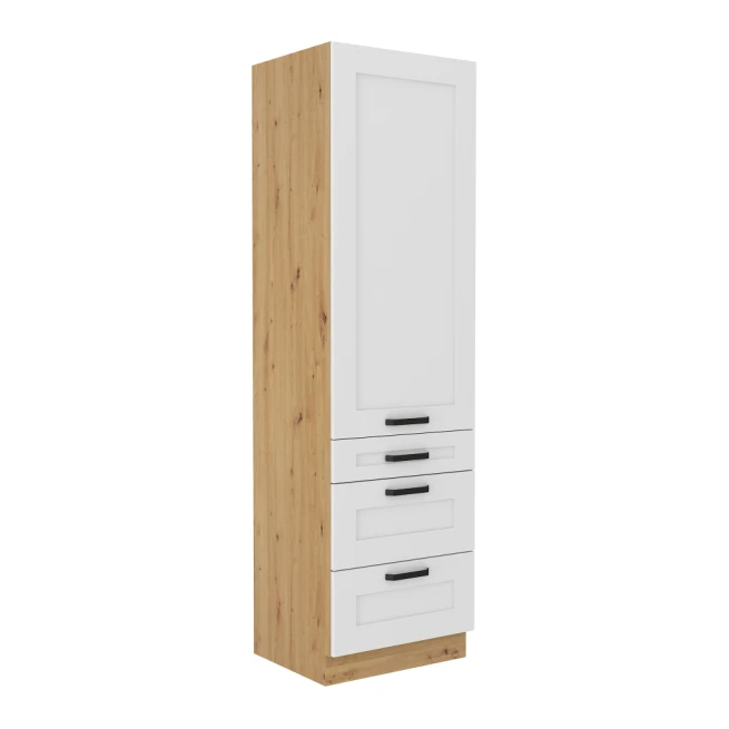 Vysoká skříňka, bílá / dub artisan, LULA 60 DKS-210 3S 1F