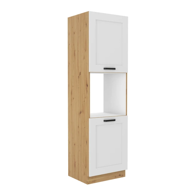 Vysoká skříňka na vestavnou troubu, bílá / dub artisan, LULA 60 DP-210 2F