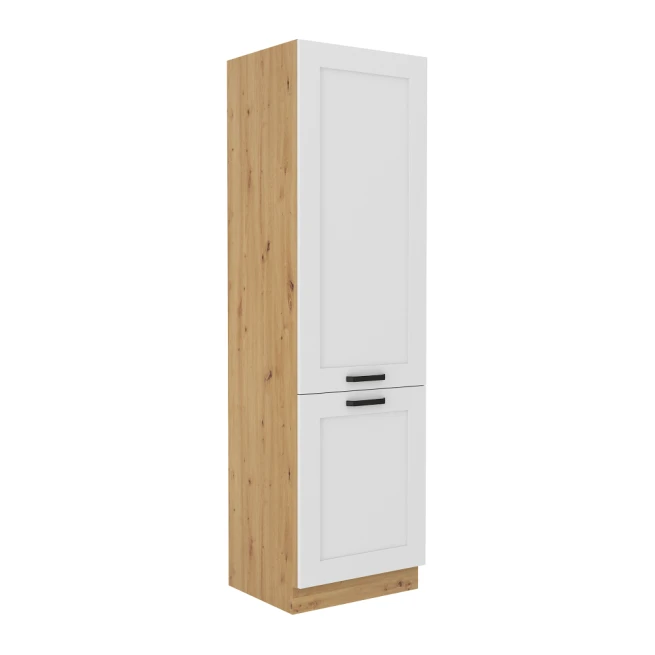 Skříňka na vestavnou chladničku, dub artisan / bílá, LULA 60 LO-210 2F