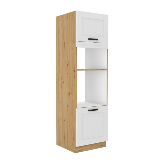 Vysoká skříňka na troubu a mikrovlnou troubu, bílá / dub artisan, LULA 60 DPM-210 2F