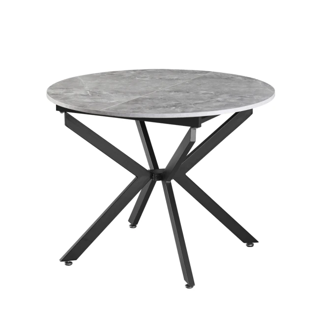 Jídelní rozkládací stůl, beton/černá, 100x100-140x75 cm, ABERO TYP 1