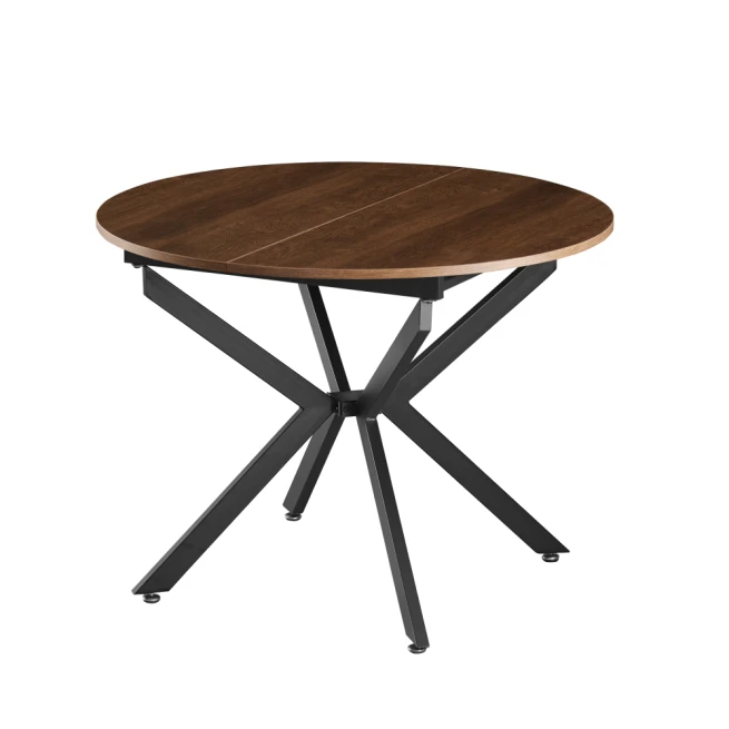 Jídelní rozkládací stůl, dub tmavý/černá, 100x100-140x75 cm, ABERO TYP 1