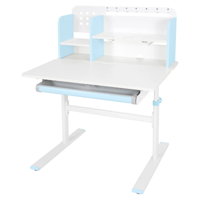 Rostoucí psací stůl, modrá/bílá, ADAN