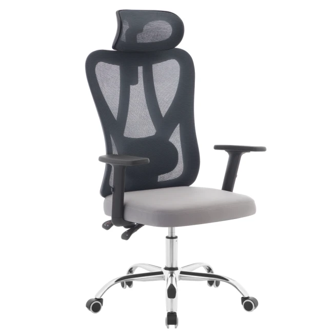 Kancelářské křeslo, tmavě šedá/světle šedá/chrom, ADEMIR