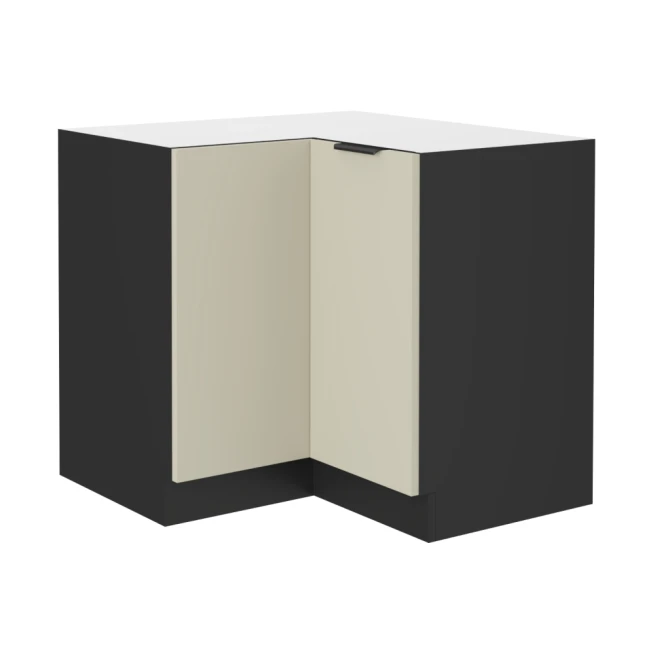 Spodní rohová skříňka, cashmere / černá, ARAKA 90x90 DN 2F BB