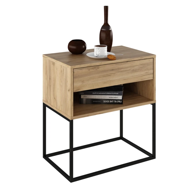 Noční/příruční stolek, dub artisan/černá, ARTI TYP 2