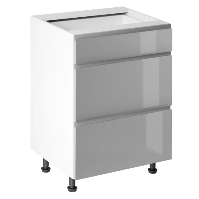 Spodní skříňka, bílá / šedá extra vysoký lesk HG, AURORA D60S3
