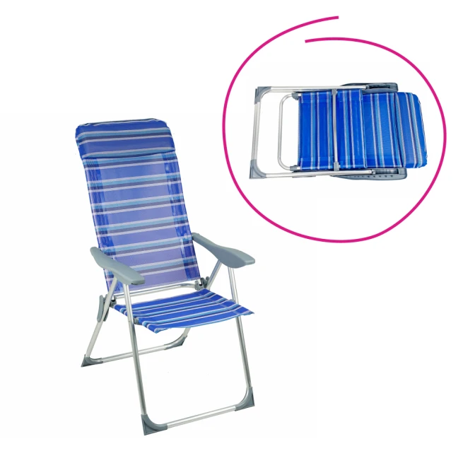 Zahradní polohovací křeslo, modrá/šedá, AVELAR