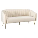 Designový 3-sed, béžová Velvet látka/gold chrom-zlatý, BAGY
