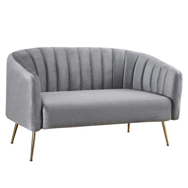Designový 2-sed, šedá Velvet látka/gold chrom-zlatý, BAGY