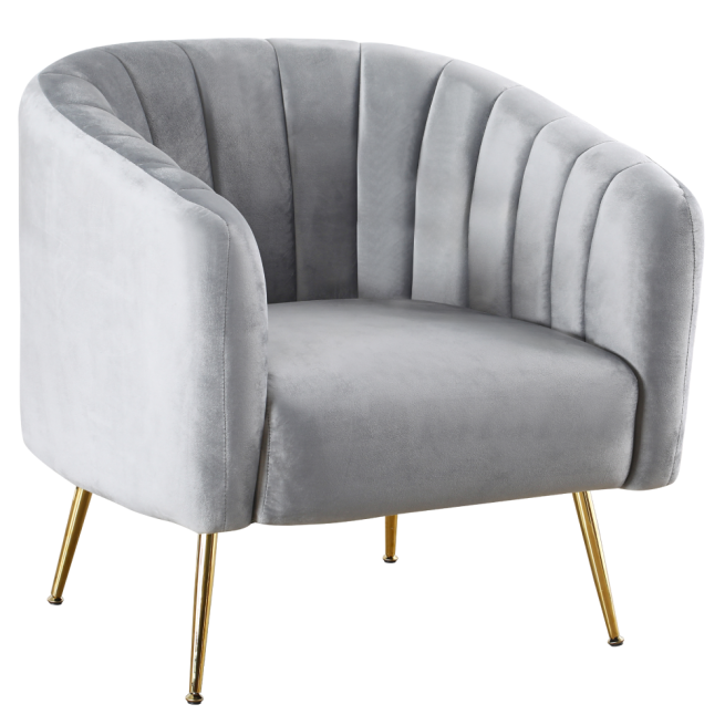 Designové křeslo, šedá Velvet látka/gold chrom-zlatý, BAGY