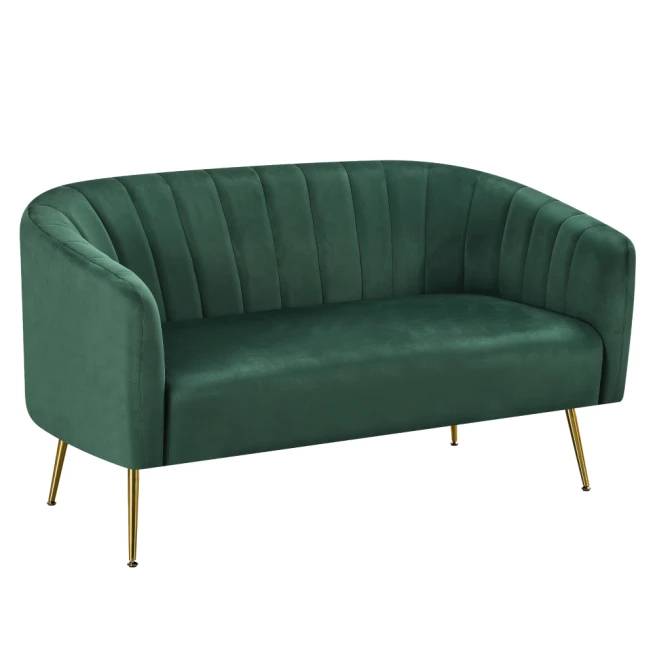 Designový 2-sed, tmavě zelená Velvet látka/gold…